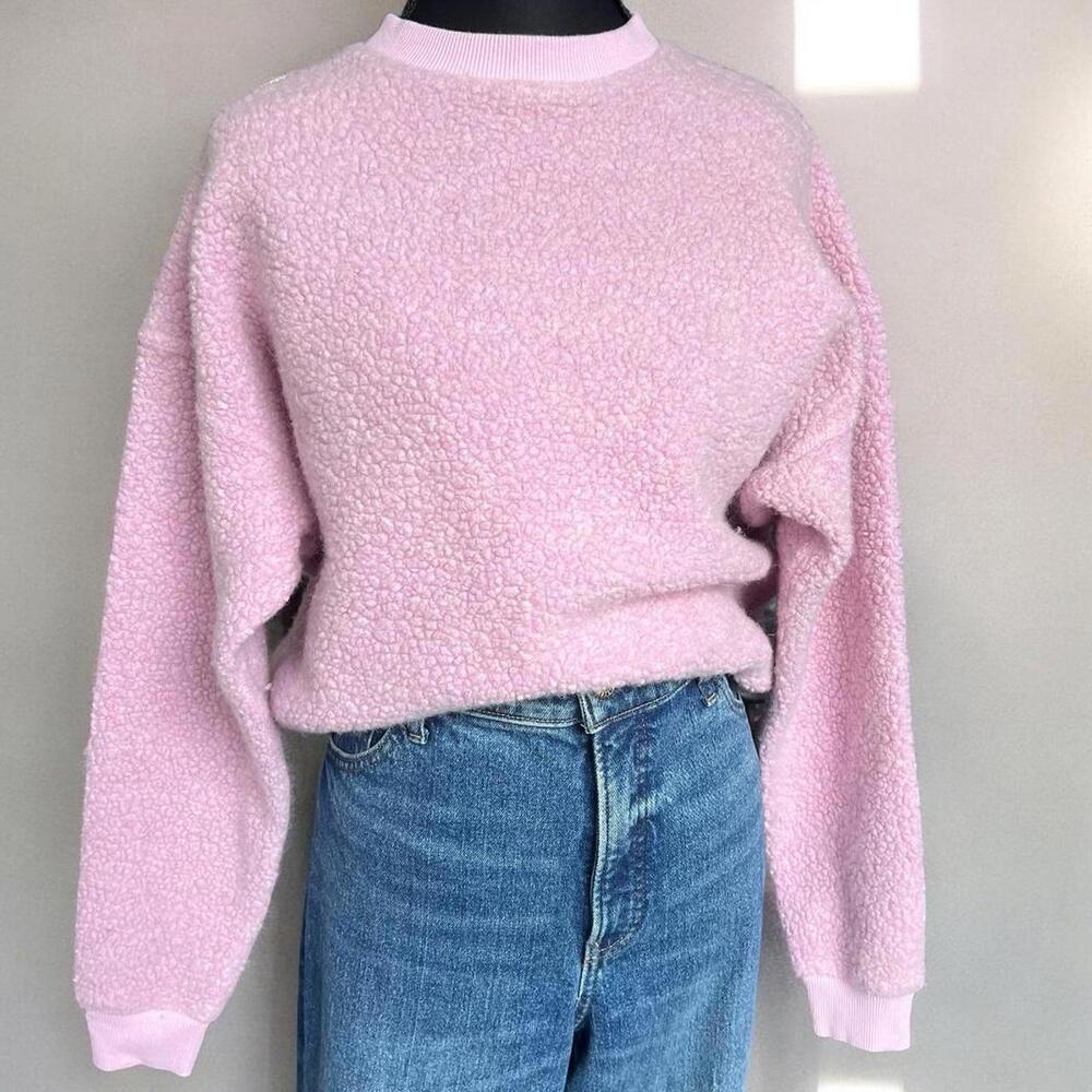 Outdoor Voices Wool Baby Pink Sherpa Fleece Pastel Crewneck Sweatshirt S